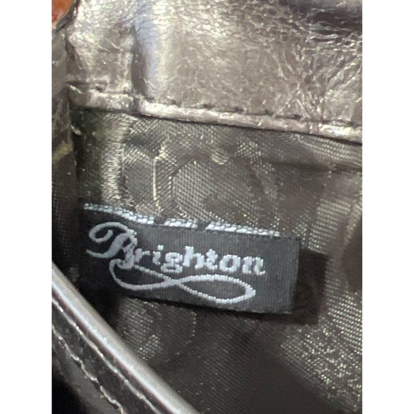 Brighton Vintage Croc Purse Shoulder Bag Brown Snap Flap Front Wallet Crossbody - Picture 6 of 8